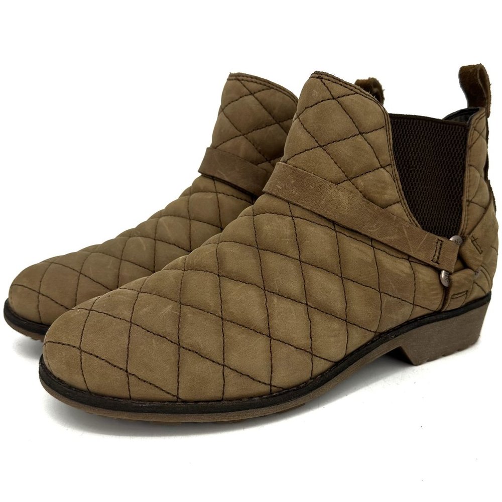 New Teva De La Vina Quilted Chelsea Ankle Boots Tan Suede Size 7.5